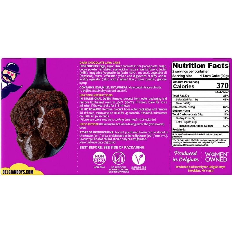 Belgian Boys Dark Chocolate Lava Cake - 6.35oz/2ct