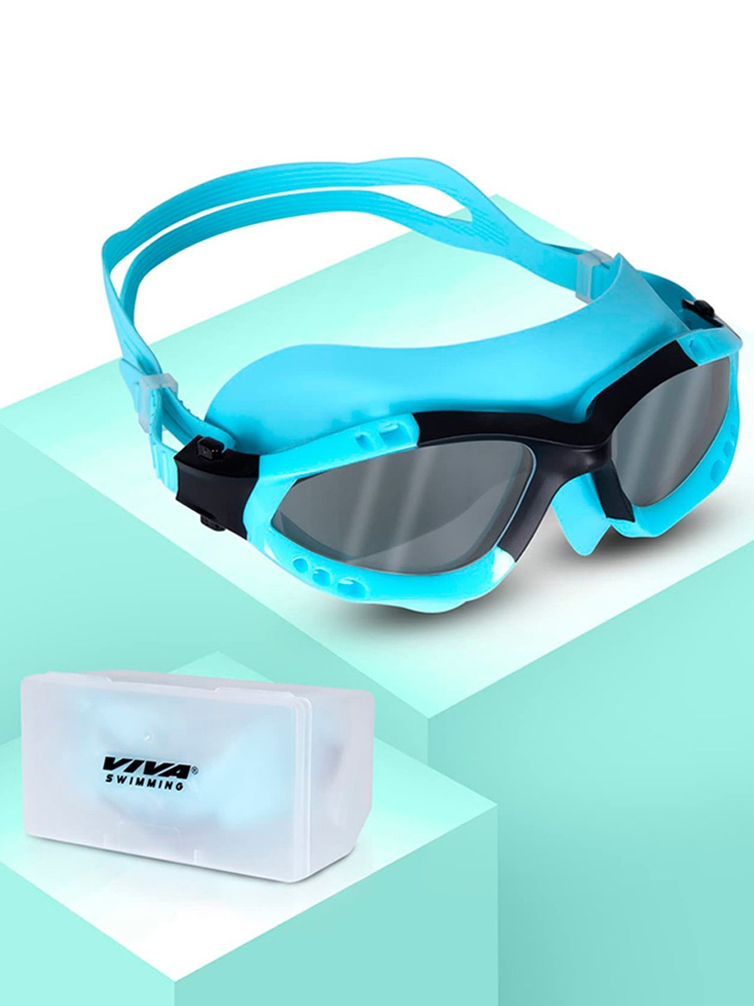 Viva Swimming Anti Fog UV Protection Discovery Mask Goggle Comfortable Cushioned (Blue)