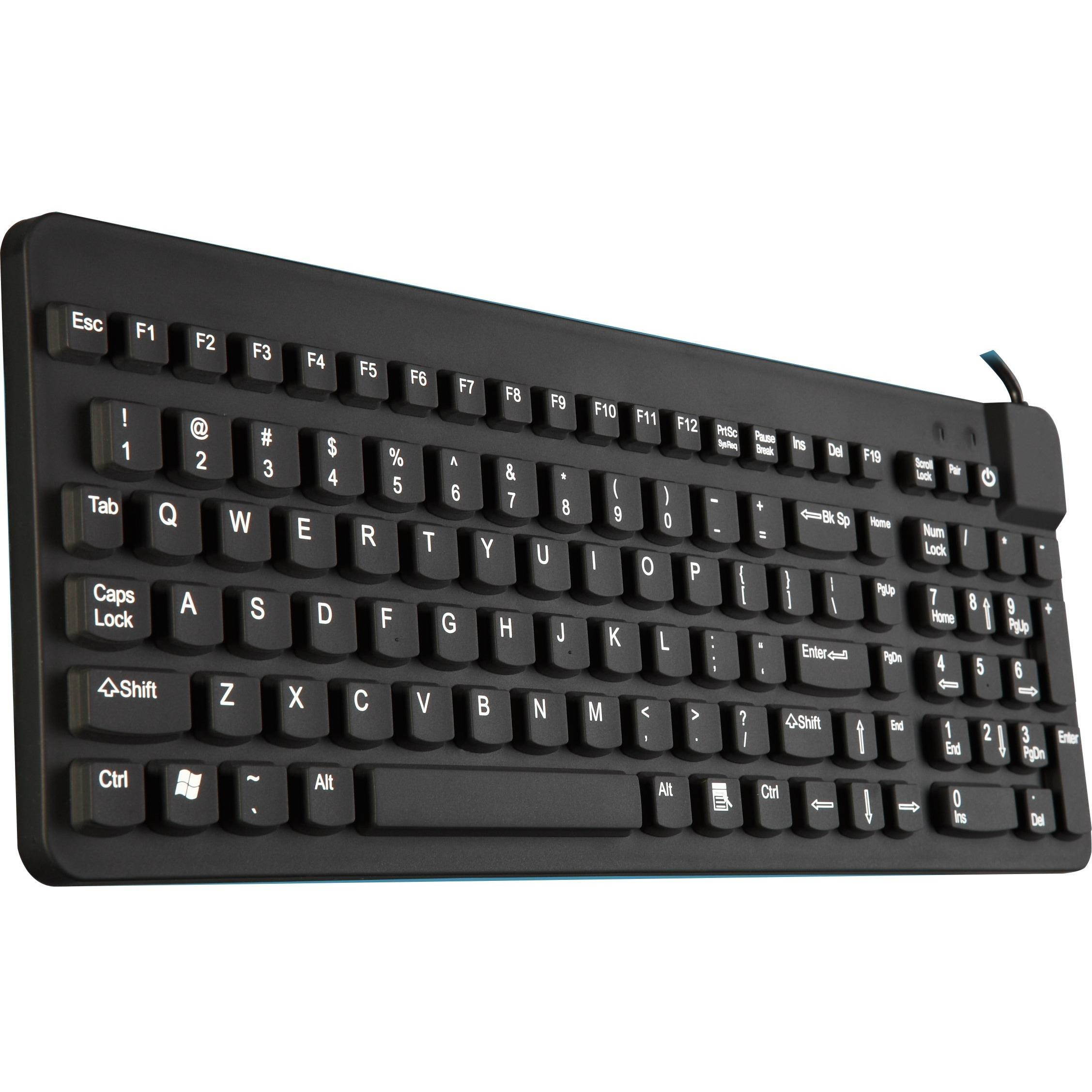 Man & Machine Premium Full Size Waterproof Disinfectable Keyboard - Black