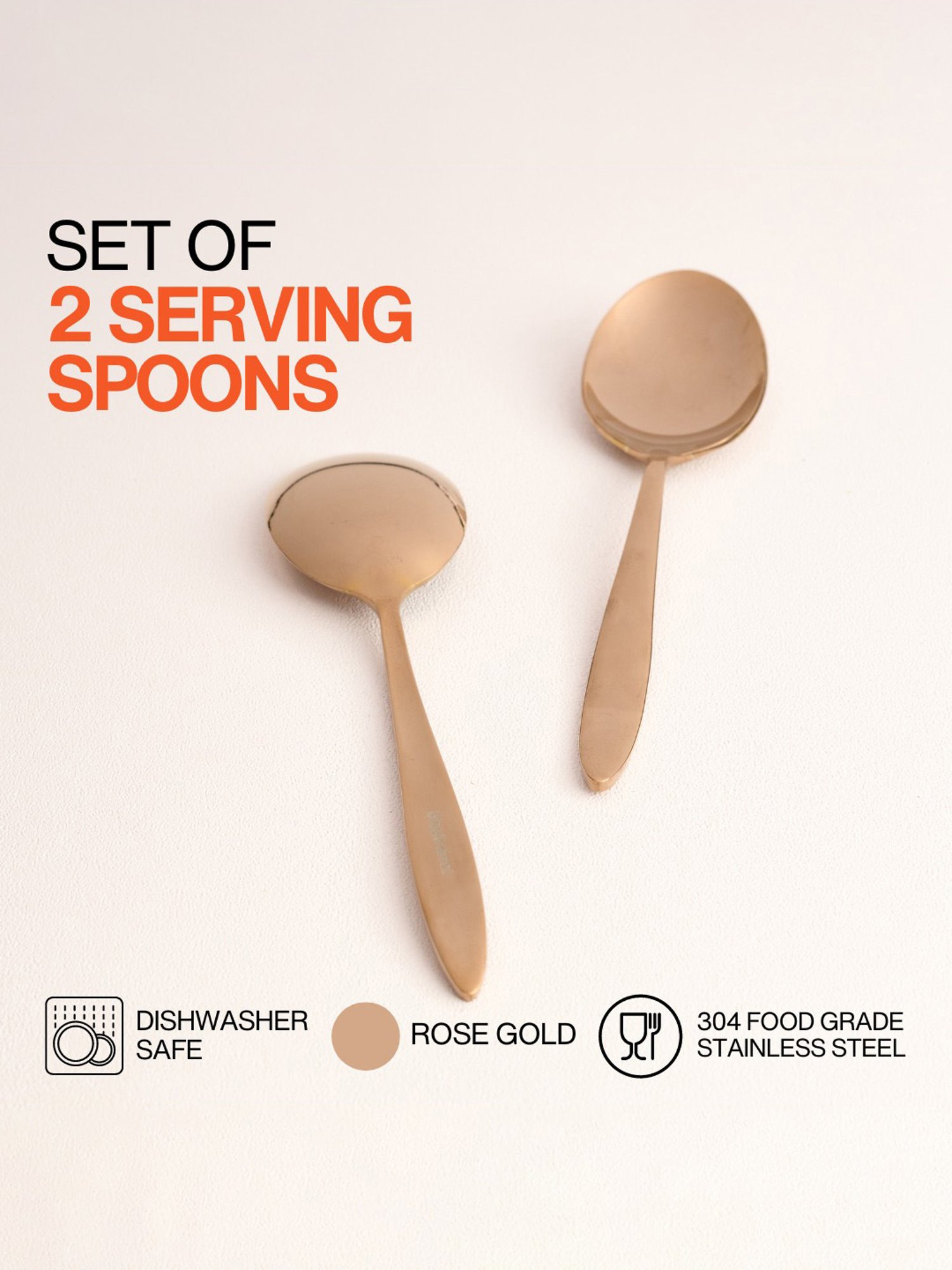 BlackCarrot Rose Gold Stainless Steel Servng Spoon Set of 2
