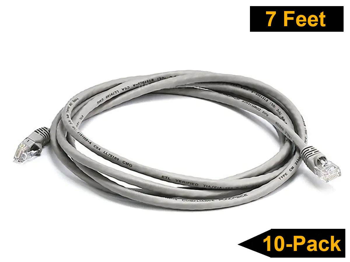 iMBAPrice 15' Cat5e Network Ethernet Patch Cable, 10 Pack, Gray (IMBA-CAT5-15GY-10PK)