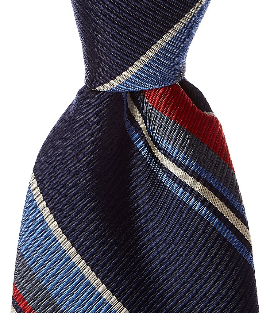 Roundtree & Yorke Trademark Vance Stripe Narrow 3 1/8#double; Silk Tie