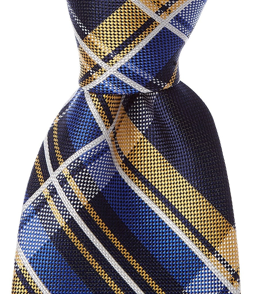 Roundtree & Yorke Trademark Dawson Plaid Narrow 3 1/8#double; Silk Tie