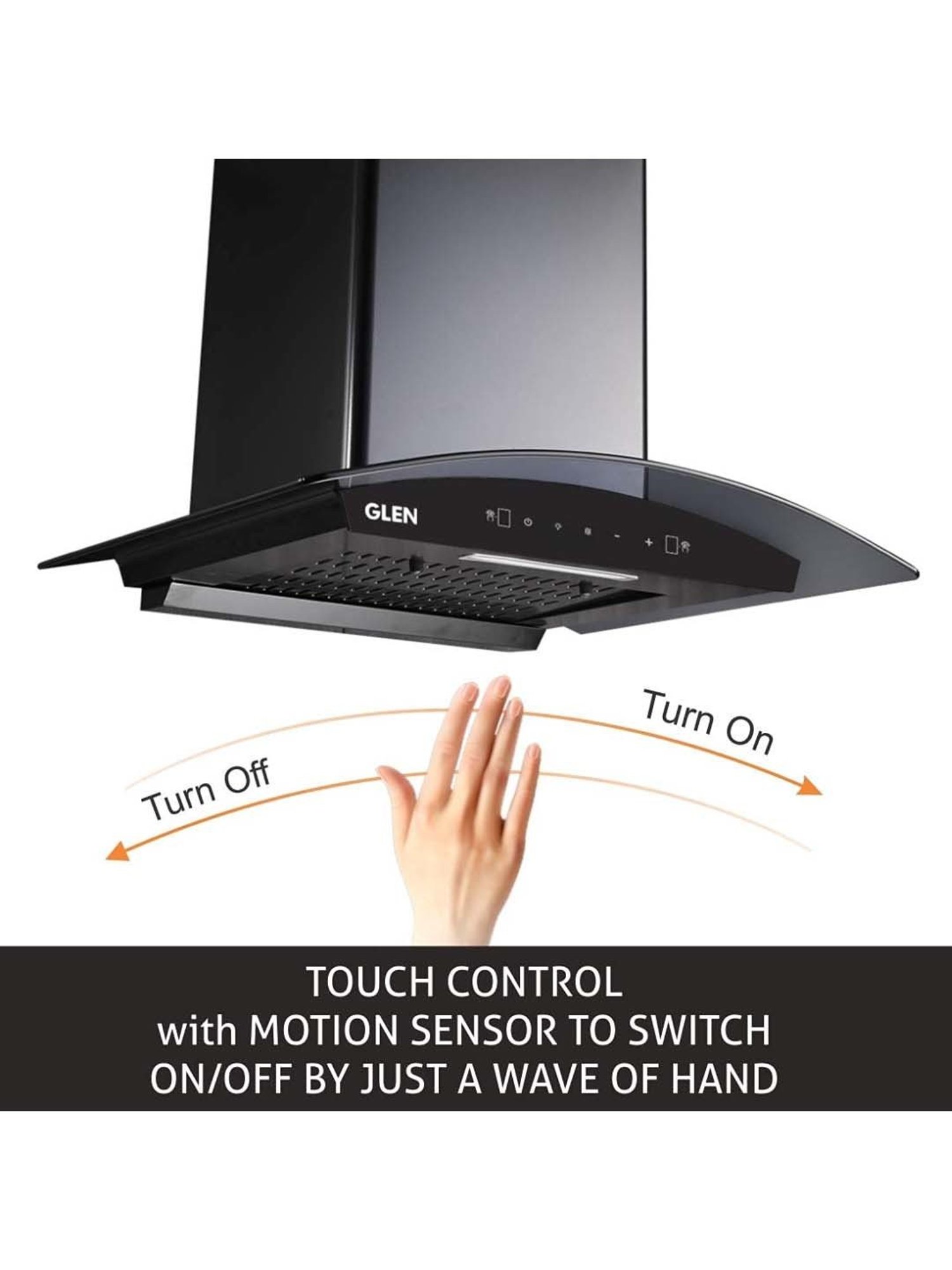 Glen CH6060BLAC60 1200CMH 60cm Wall Mounted Chimney (Black)