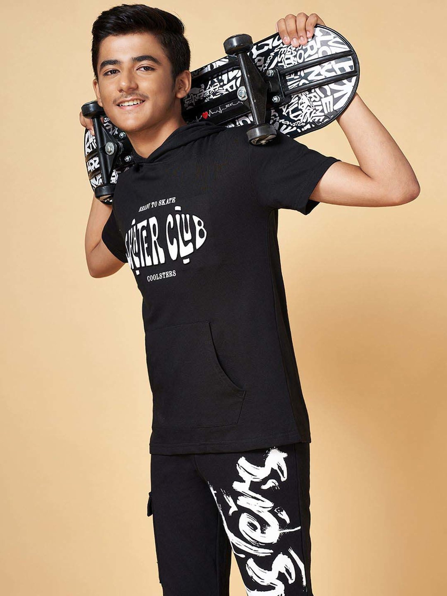 Coolsters by Pantaloons Kids Black Cotton Printed T-Shirt