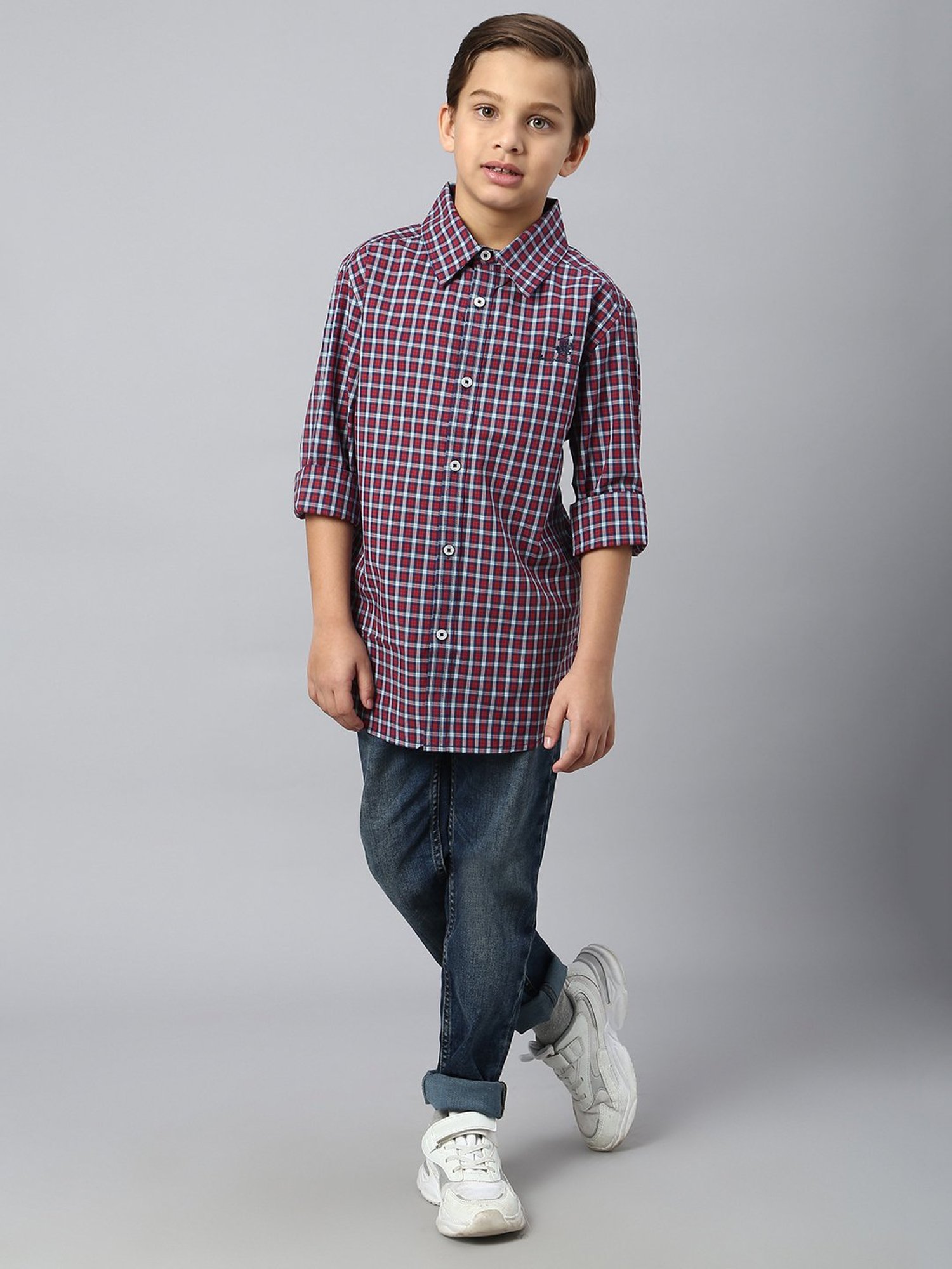 Beverly Hills Polo Club Kids Red & Blue Checks Full Sleeves Shirt