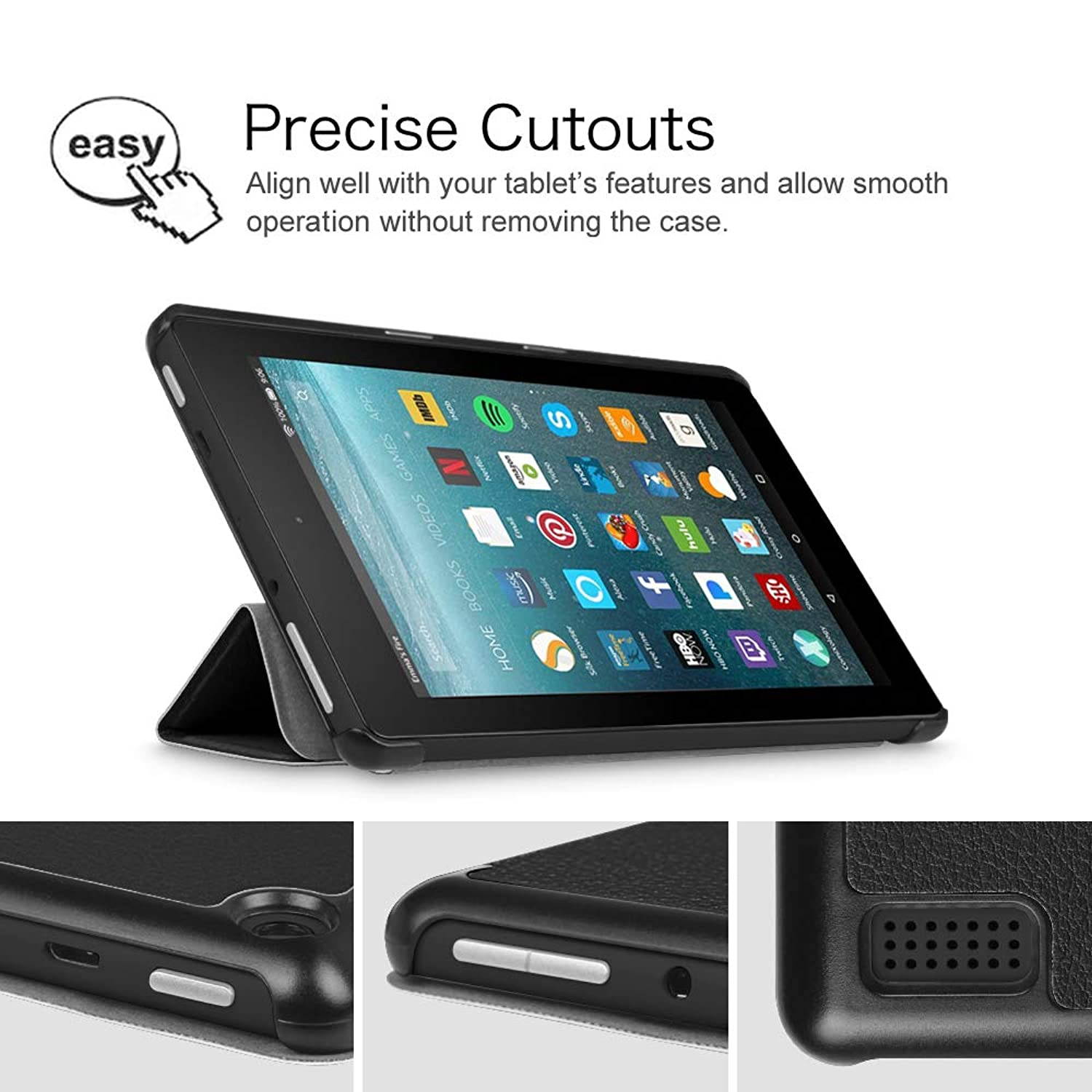 Fintie Slim Case for Amazon Fire 7 Tablet (Previous Generation - 7th, 2017 Release), Ultra Lightweight Slim Shell Standing Cover with Auto Wake/Sleep, Black