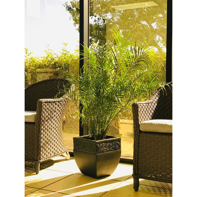 12.2" Kante Lightweight Traditional Square Planter Charcoal - Rosemead Home & Garden, Inc.