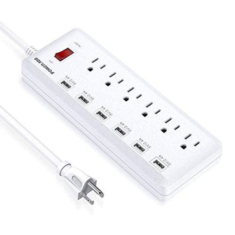 POWERADD Power Strip Surge Protector 6 Outlets & 6 USB Charging Ports, 6ft Heavy Duty Extension Cord, USB Outlet Extender for Home & Office 1625W/13A