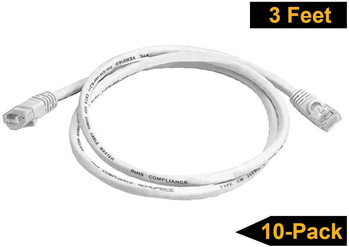 iMBAPrice - 100 ' Cat5e RJ45 Network Ethernet Patch Cable, (10 Pack), White (IMBA-CAT5-100WT-10PK)