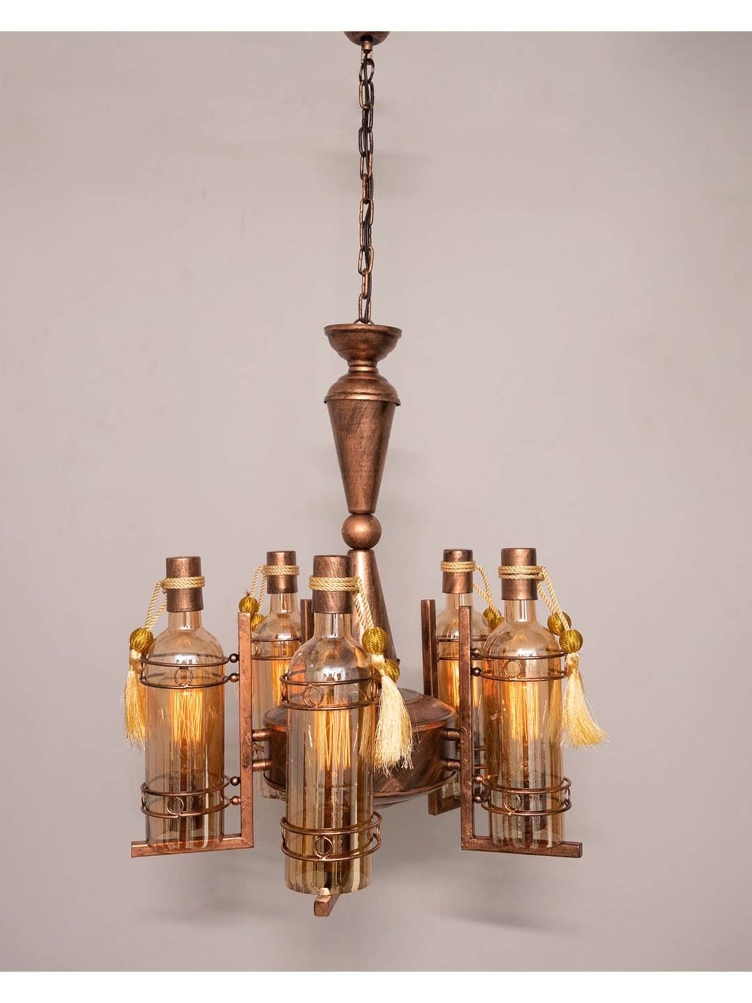 Homesake Vintage Edison Brown Metal 5-In-1 Rubbed Oil Antique Chandelier(Bulb not included)