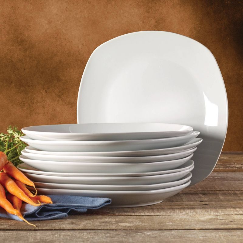 10.5" 10pk Porcelain Square Catering Dinner Plates White - Tabletops Gallery