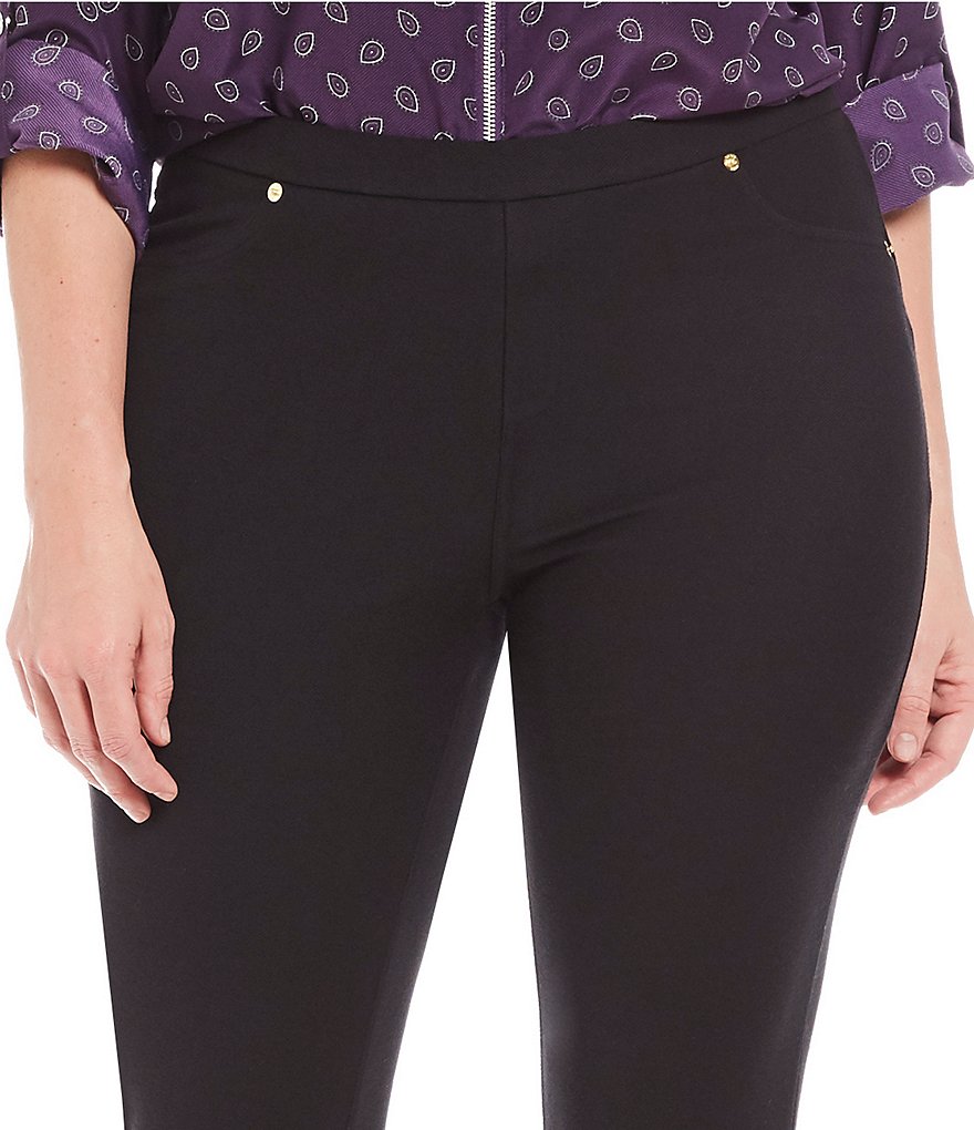 Intro Plus Size Solid Double Knit Tummy Control Leggings