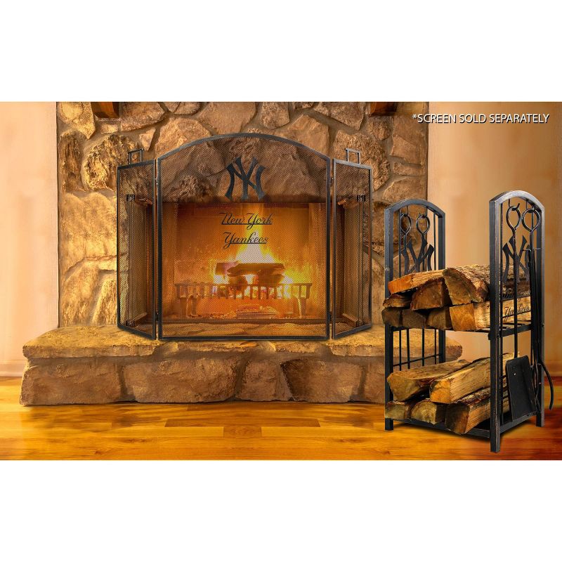 MLB New York Yankees Fireplace Wood Holder & Tool Set