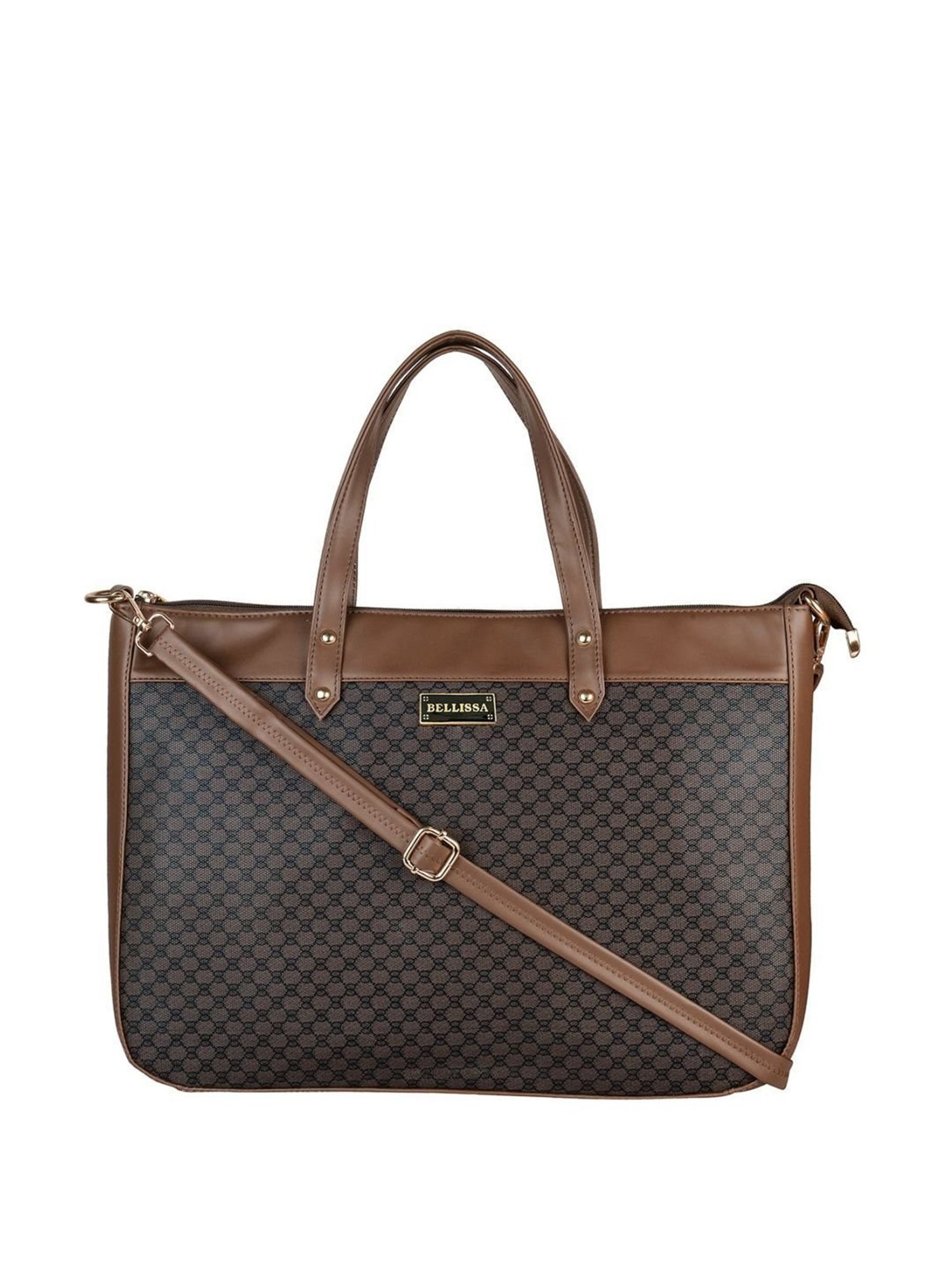 Bellissa Brown Printed Medium Professional Laptop Handbag