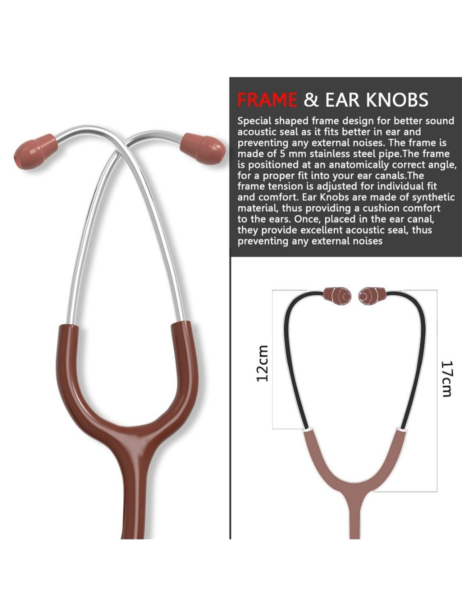MCP Dual Head Stethoscope for Doctors and Medical Students (Chocolate Brown)