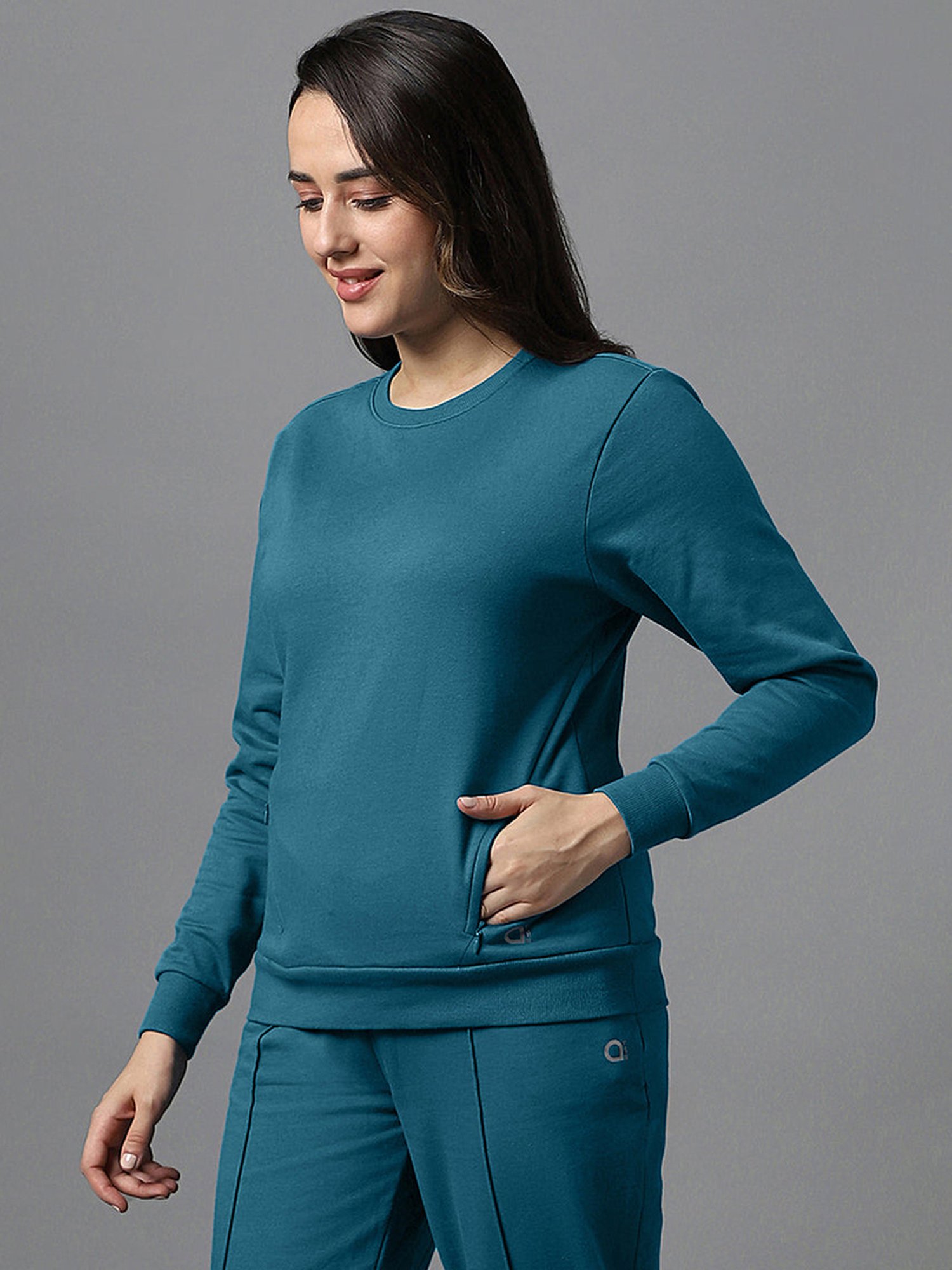 Amante Blue Cotton Sports Sweatshirt