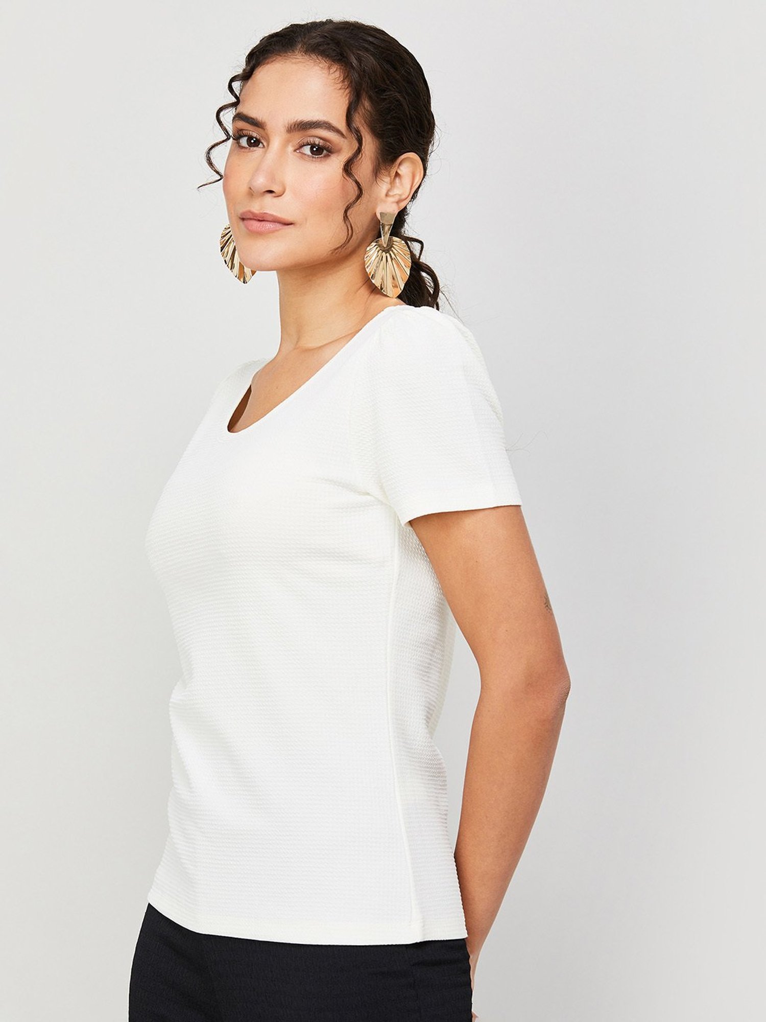 Code by Lifestyle White Regular Fit Top