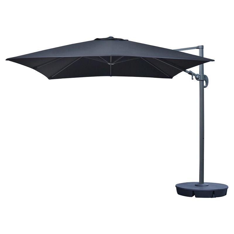 Island Umbrella Santorini II 10' Square Cantilever Umbrella in Black Sunbrella