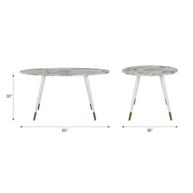 Amari Oval Faux Marble Dining Table White - CosmoLiving by Cosmopolitan