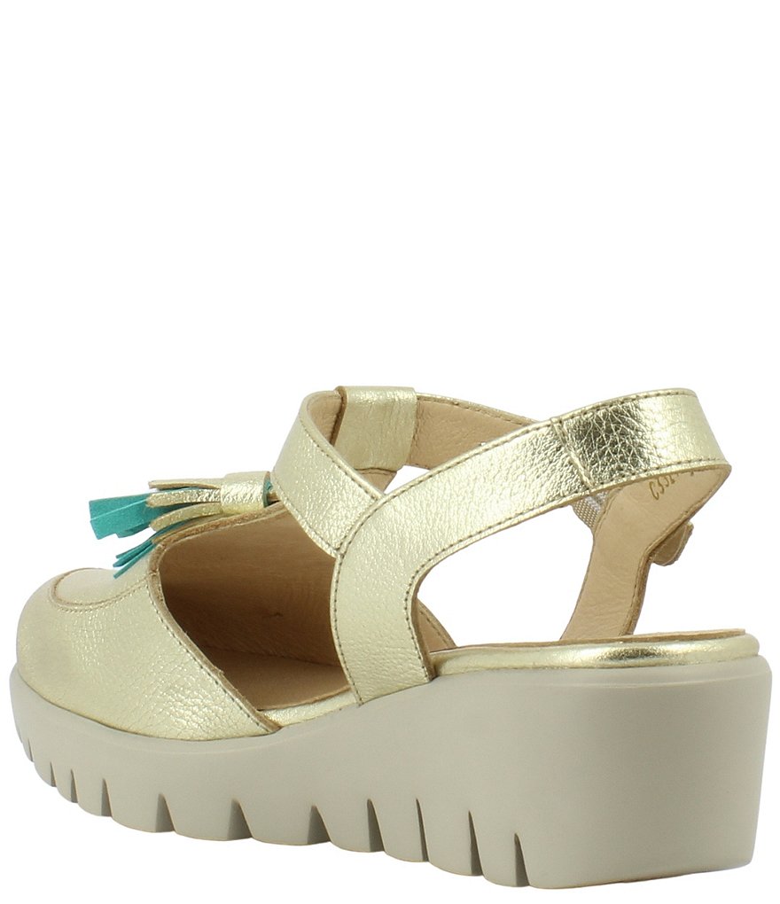 Wonders Tanya Leather Extra Light Platform Wedge Tassel Shoes