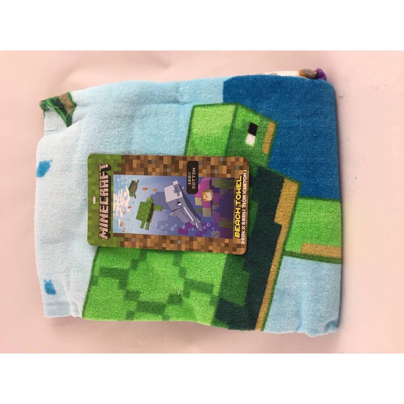 Swimming Around Beach Towel Blue - Minecraft