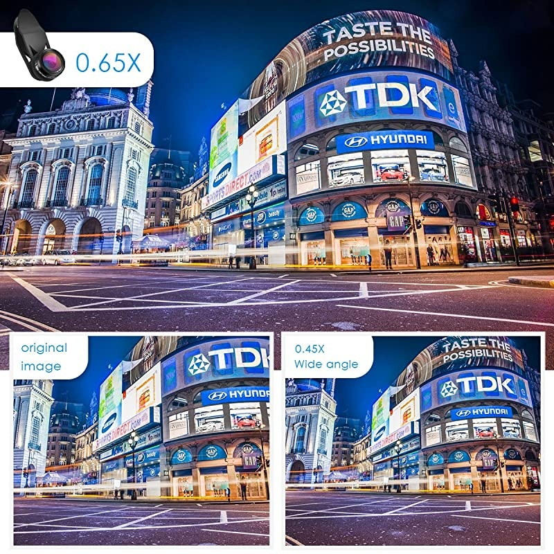 Camera Lens 198&deg; Fisheye Lens 15X Macro Lens 065X Wide Angle Lens ClipOn 3 in 1 Cell Lens for Live Video Compatible with iSamsung Other Smartphones