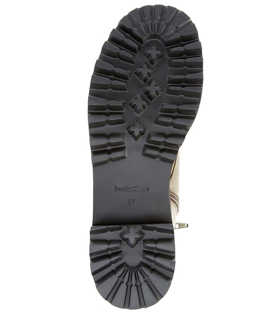 See By Chloe Mallory Leather Lug Sole Military Combat Boots