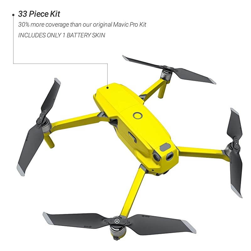 State Yellow Decal Kit for DJI Mavic 2Zoom Drone Includes 1 x DroneBattery Skin + Controller Skin