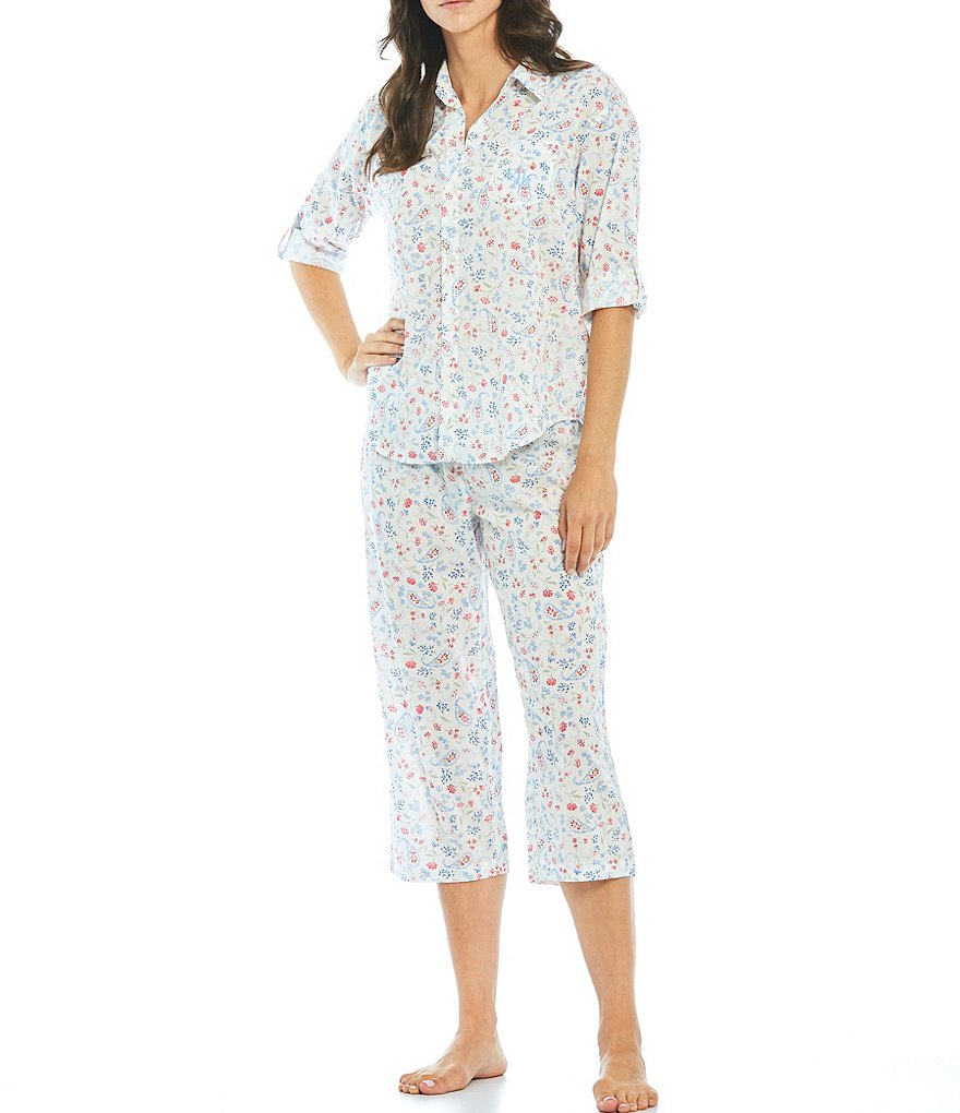 Cabernet Paisley Printed Woven Coordinating Pajama Set