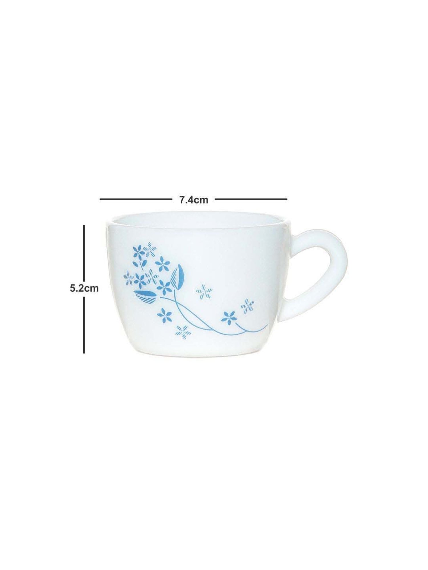 Cello White & Blue Glass Coffee Mug (0.13 L) - Set of 12