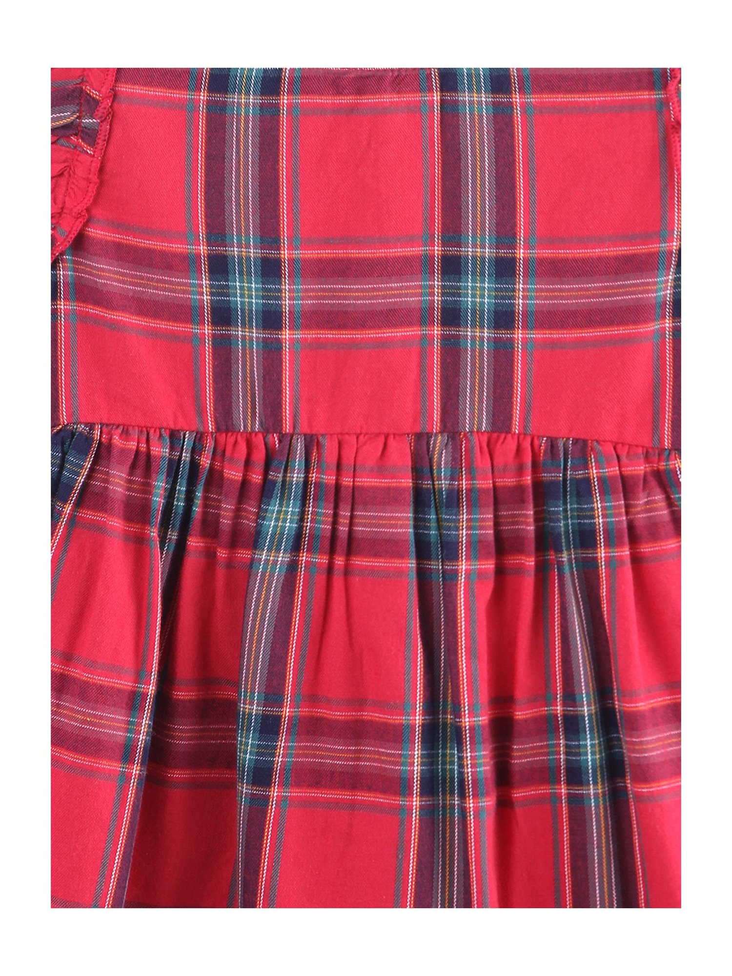 Beebay Kids Red Cotton Plaid Pattern Dress