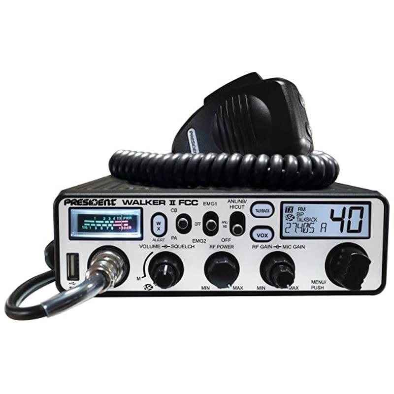 WALKER II FCC AM Transceiver CB Radio, 40 Channels AM, Channel Rotary Switch, Volume Adjustment and ON/OFF, Manual Squelch and ASC, Multi-functions LCD Display