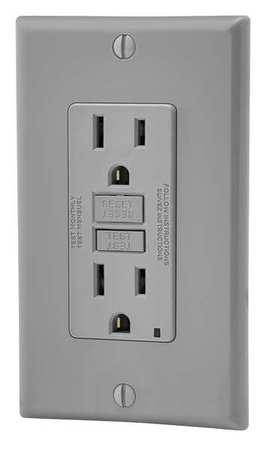 GFCI, Slim Suplex, 15A, 125V, Gray