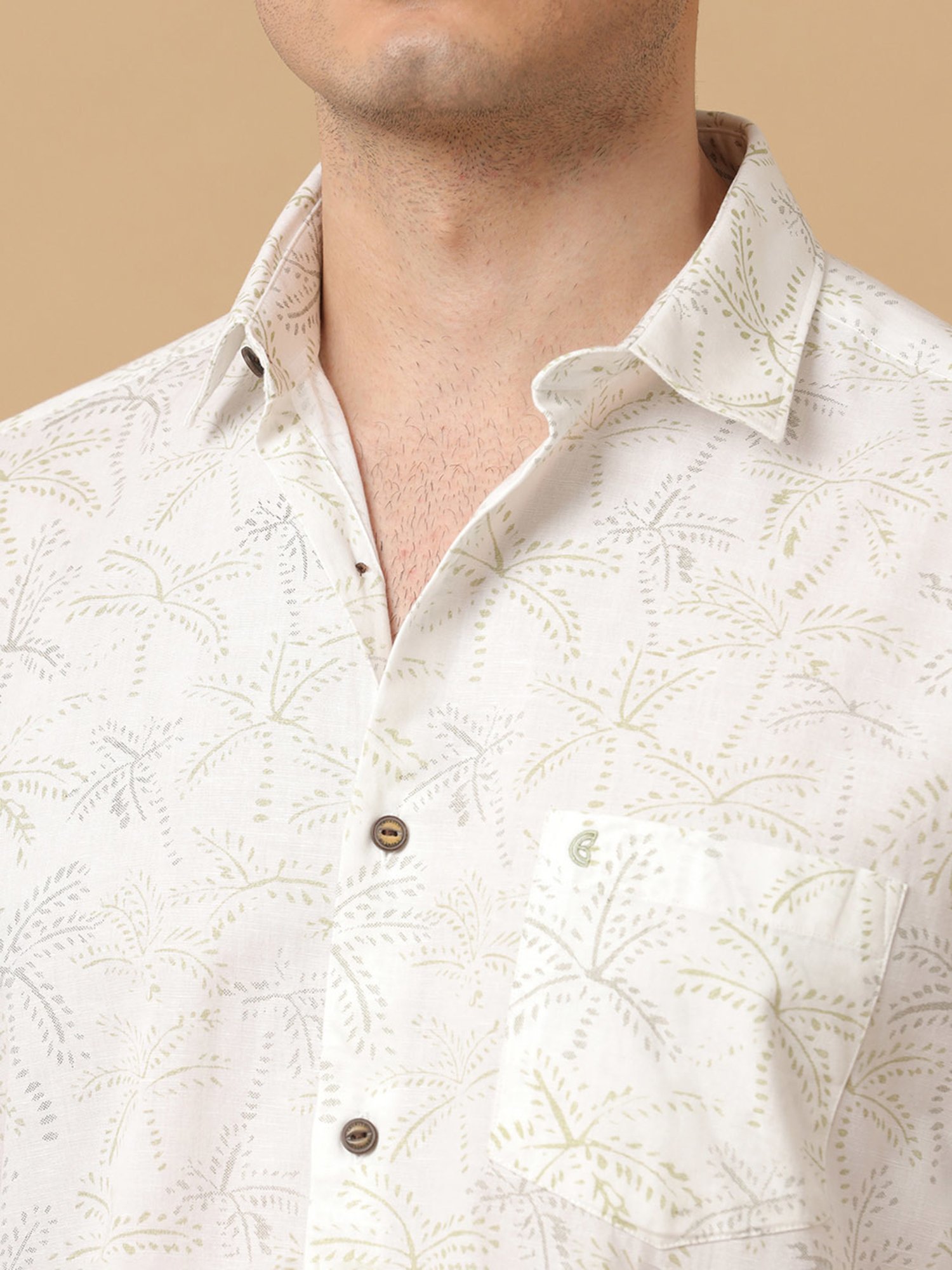 CAVALLO by Linen Club White Contemporary Fit Printed Shirt
