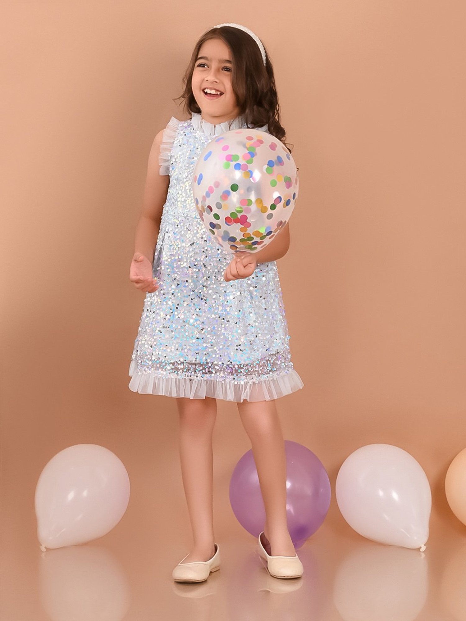 LilPicks Kids Blue Embellished Dress