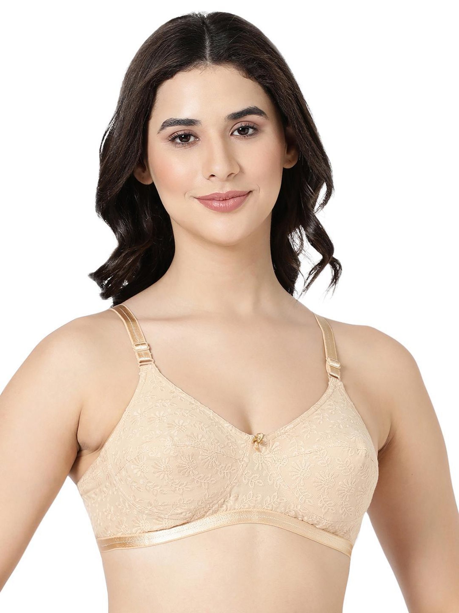 BLOSSOM Beige Embroidered Full Coverage Everyday Bra