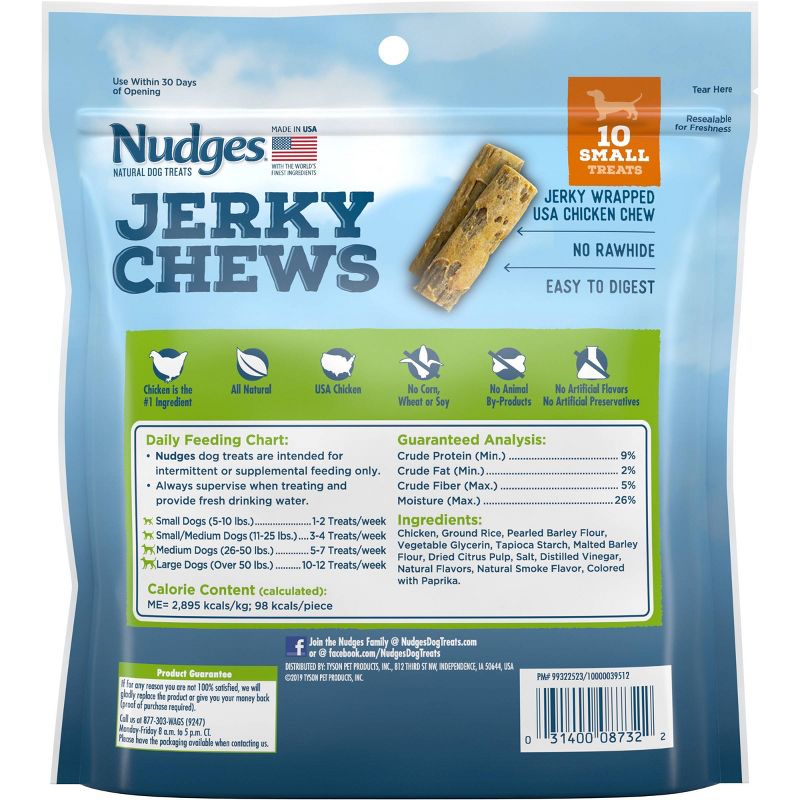 Nudges Jerky Chews Chicken Dog Treats - 12oz/10ct