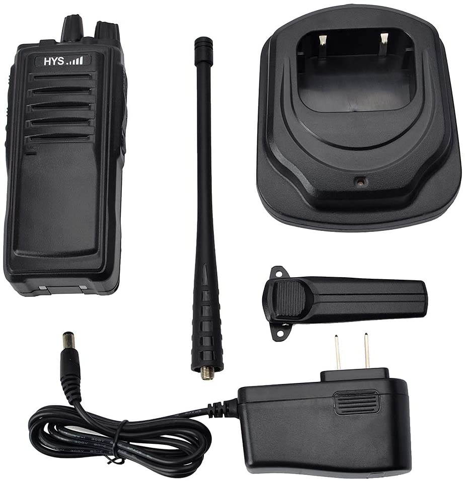 HYS 2 Way Radio 16 Channels with 3800Mah Li-ION Battery Two Way Radio Long Rang Walkie Talkie with G Shape Earpiece and Handheld Speaker Microphone (Packing of 2)