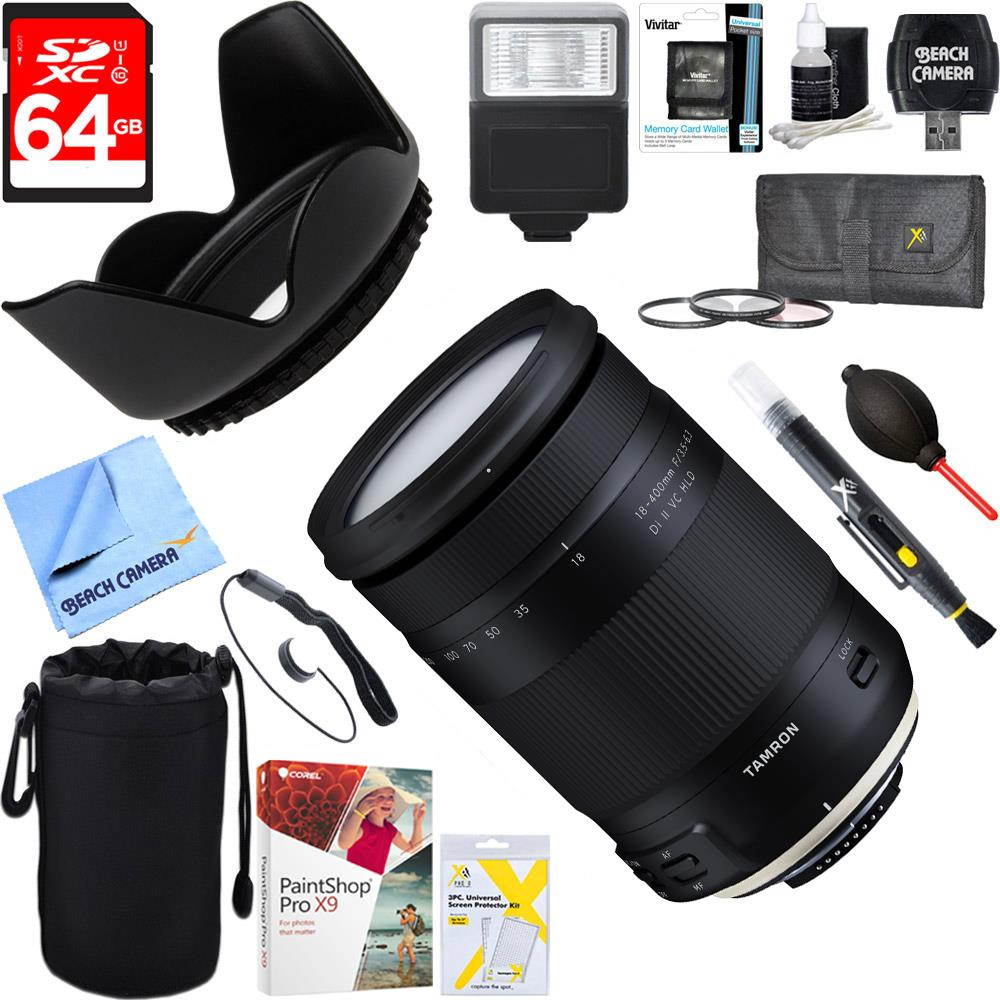 Tamron 18-400mm f/3.5-6.3 Di II VC HLD Lens for Nikon Mount + 64GB Ultimate Kit