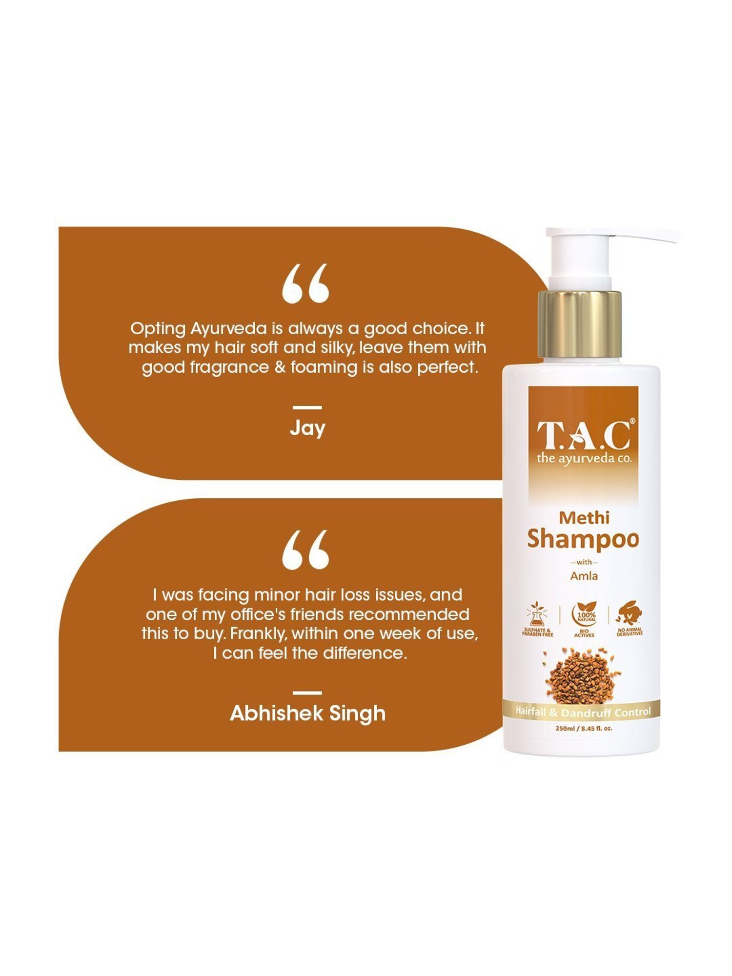 TAC - The Ayurveda Co. Methi Shampoo for Hairfall & Dandruff Control with Amla - 250 ml