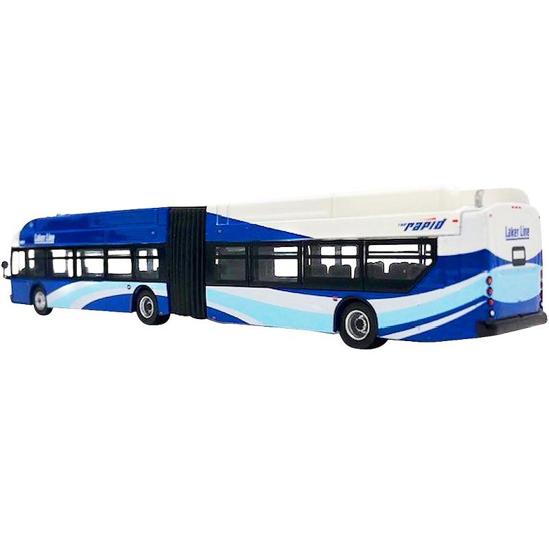 New Flyer Xcelsior XN60 Articulated Bus The Rapid "Laker Line" (Grand Rapids, Michigan) Blue and White 1/87 (HO) Diecast Model by Iconic Replicas