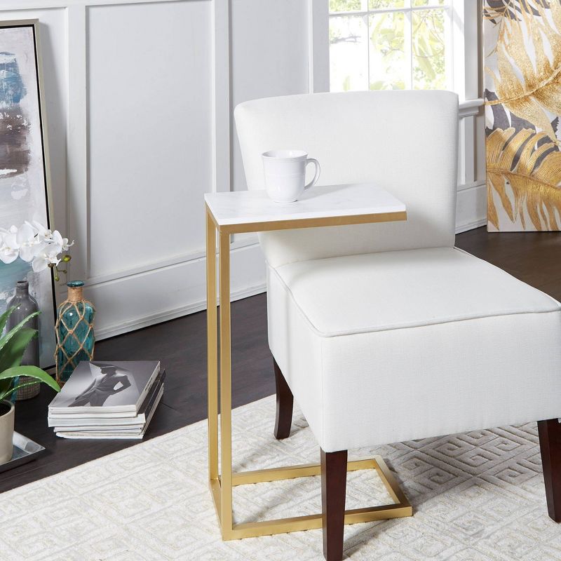 C Table with Faux Marble Top Gold - Silverwood