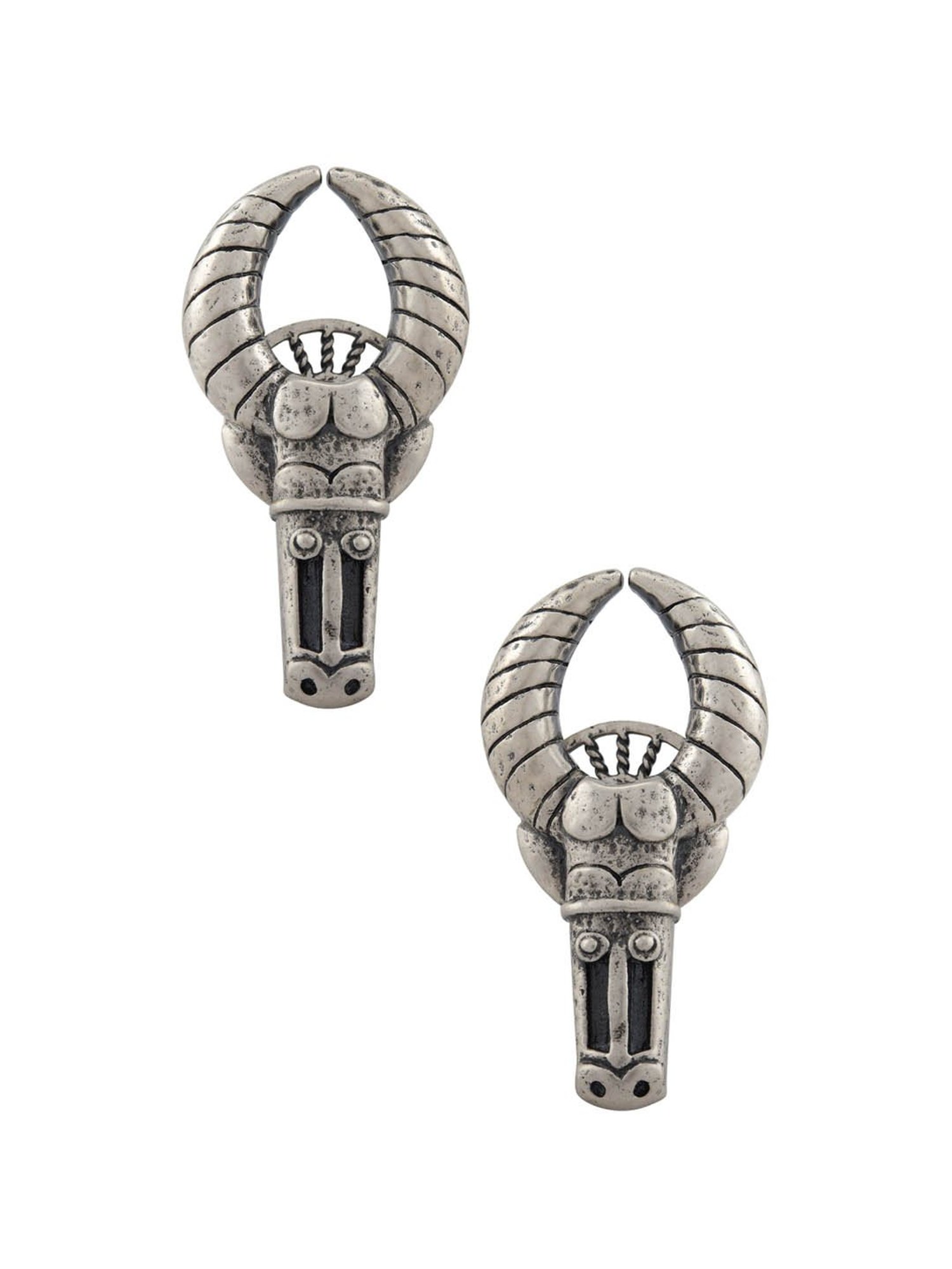 Tribe Amrapali Silver-Plated Tribal Mask Masaba Stud Earrings