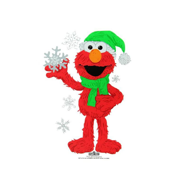 Northlight 6.5" Red and Green Sesame Street Elmo with Snowflakes Jelz Christmas Window Cling