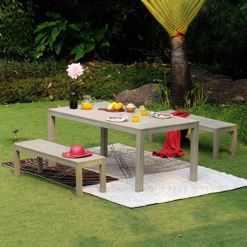 Westlake 3pc Wood Patio Dining Set - Gray - Cambridge Casual