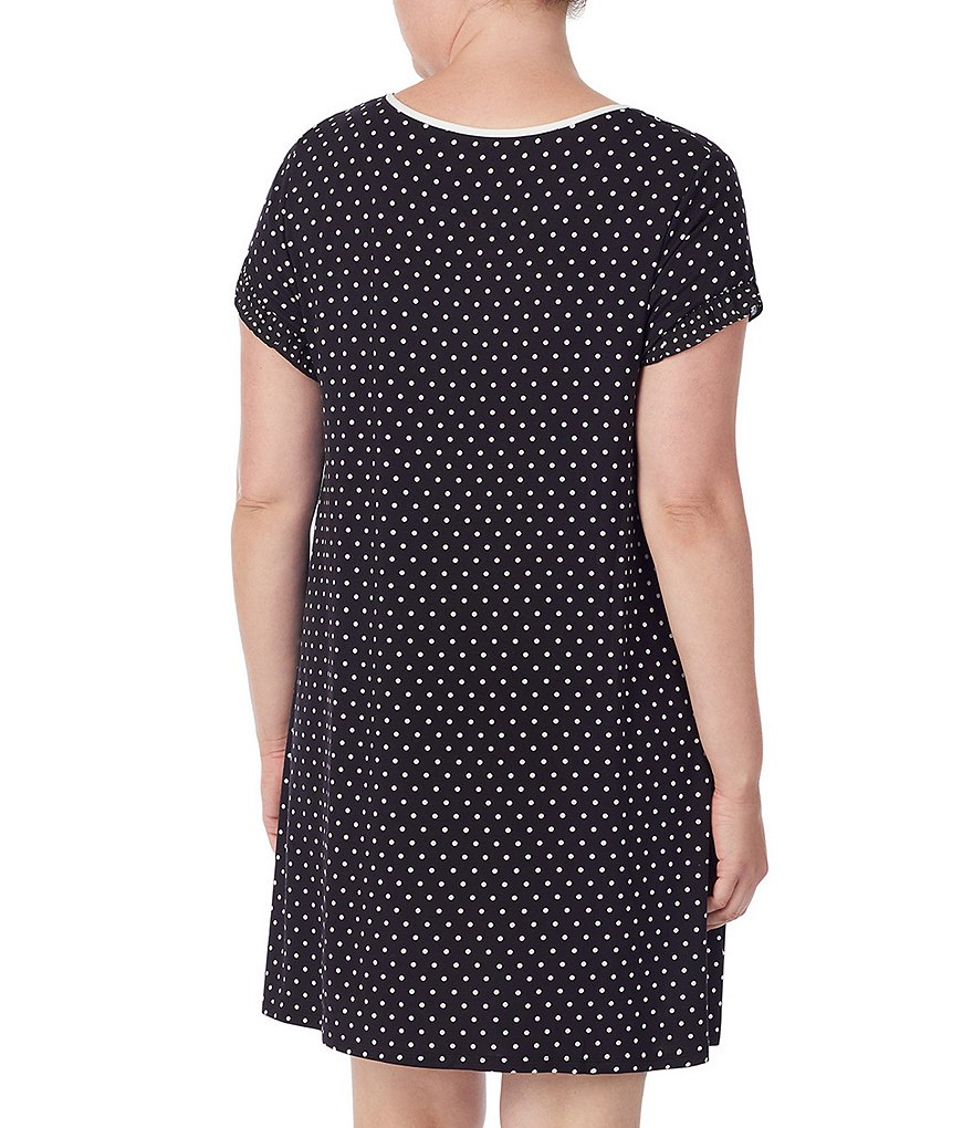 kate spade new york Plus Dot Print Jersey Knit Round Neck Short Sleeve Sleepshirt