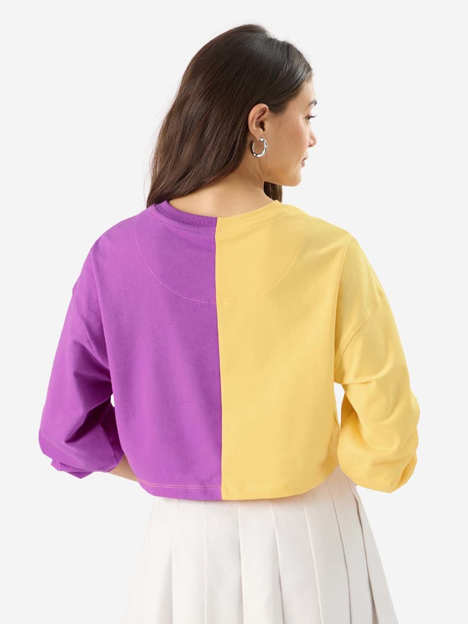 The Souled Store Purple & Yellow Cotton Printed T-Shirt