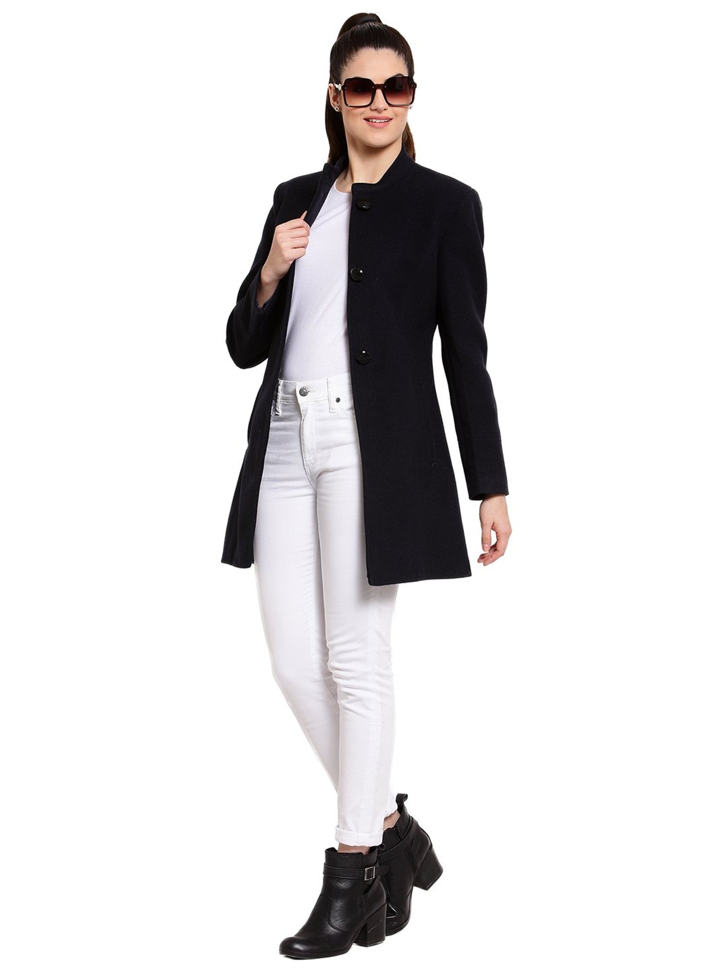 Juelle Navy Full Sleeves Coat