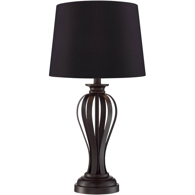 Regency Hill Freddie Bronze Metal Black Shade Table Lamps Set of 2